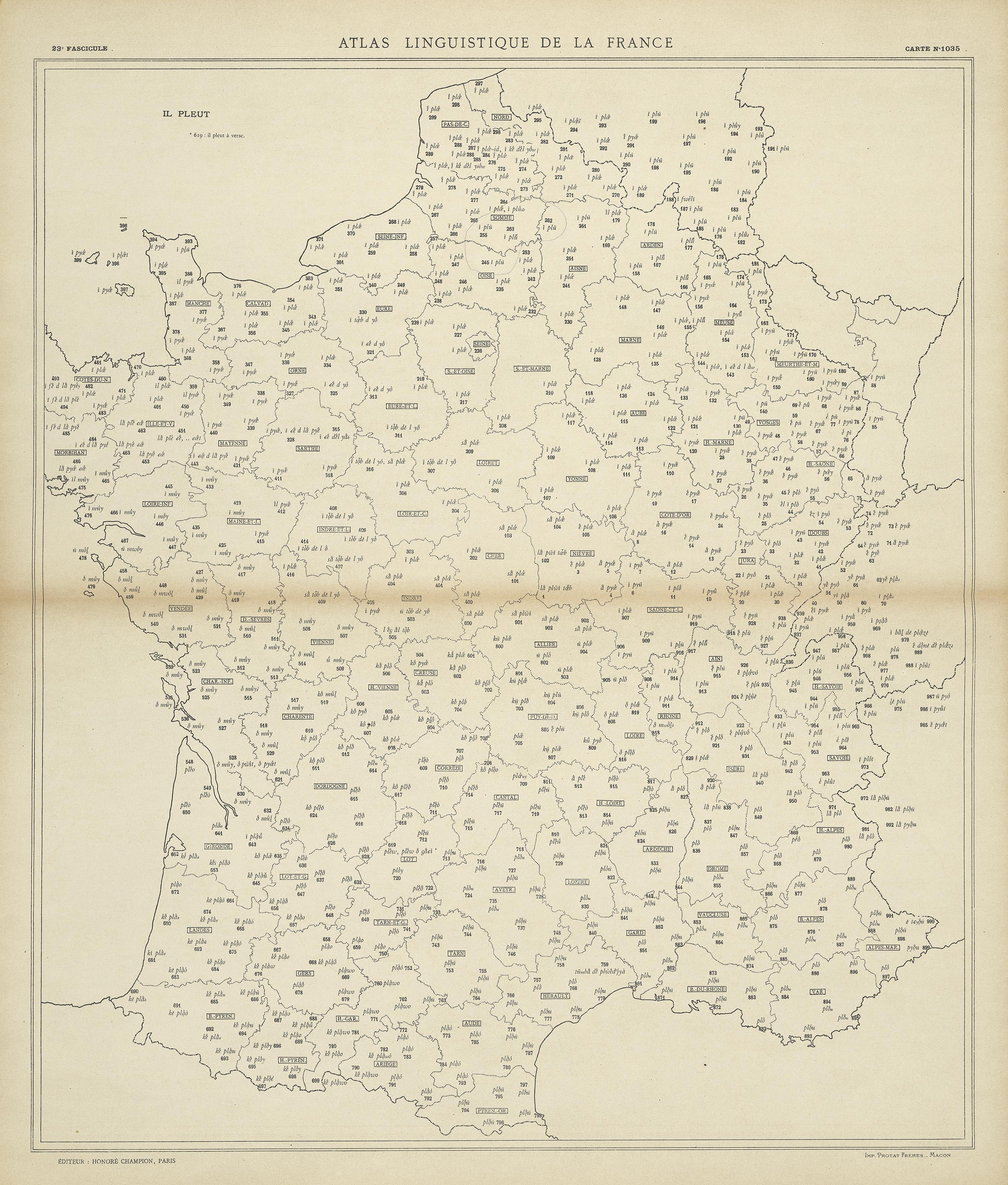 carte alf 1035 du segment Il pleut.