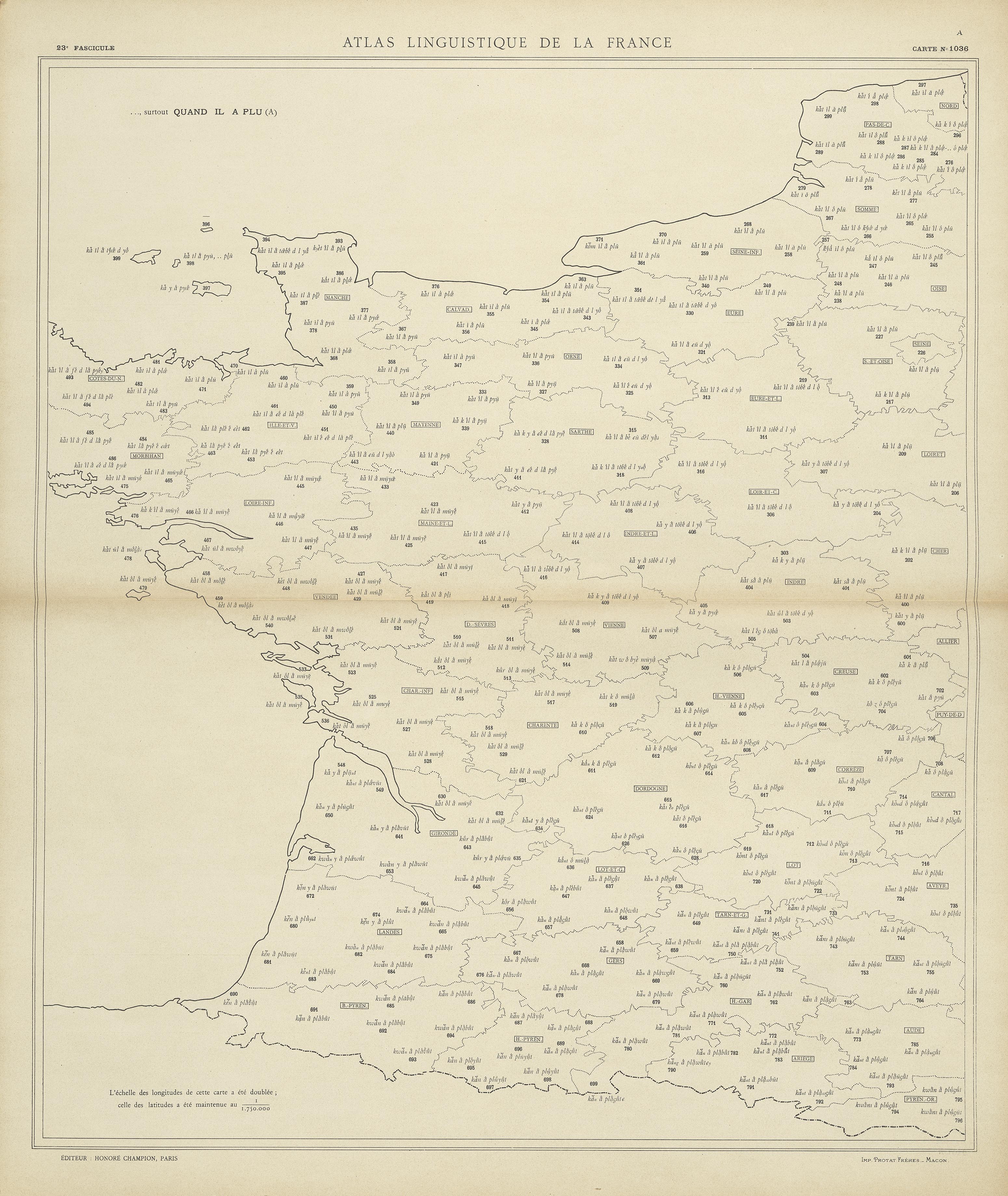 carte alf 1036 du segment quand il a plu,