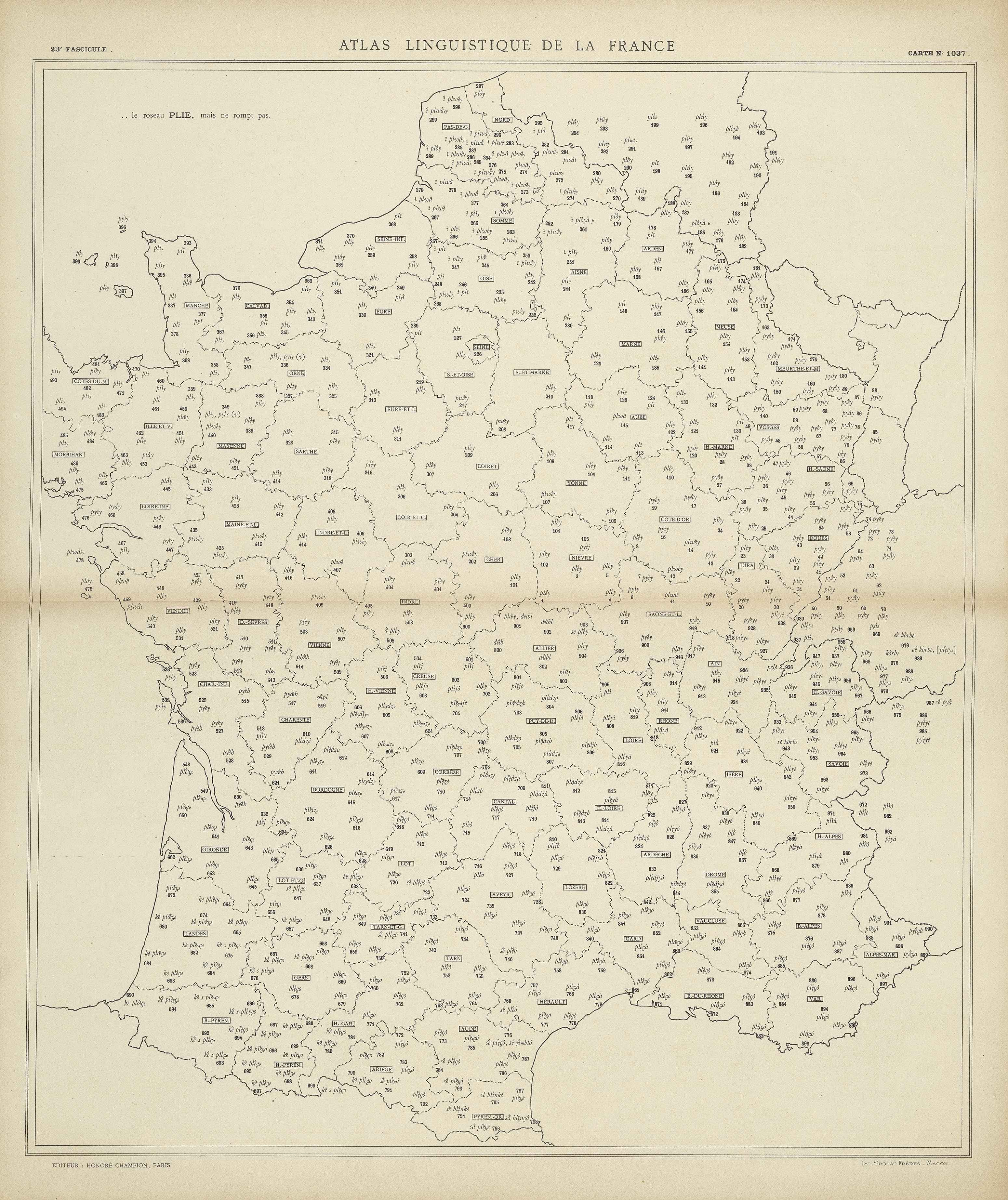 carte alf 1037 du segment plie