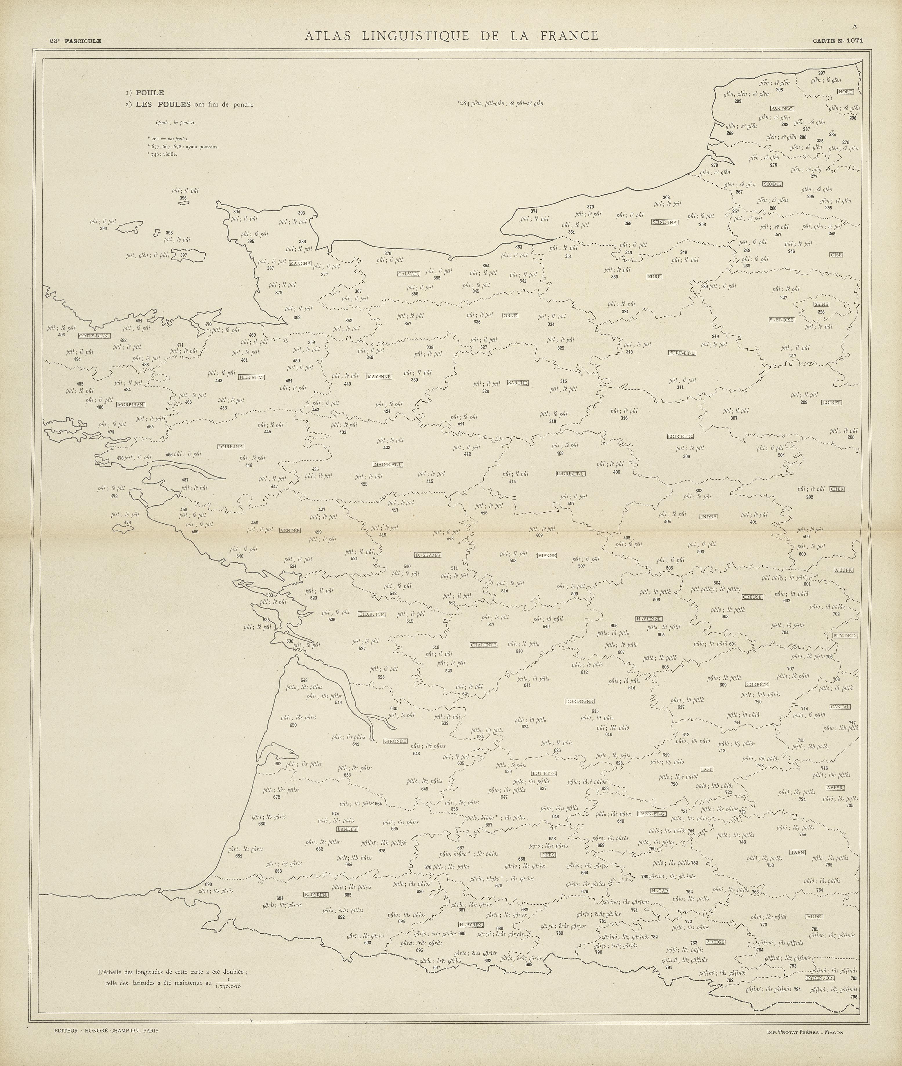 carte alf 1071 du segment Les poules