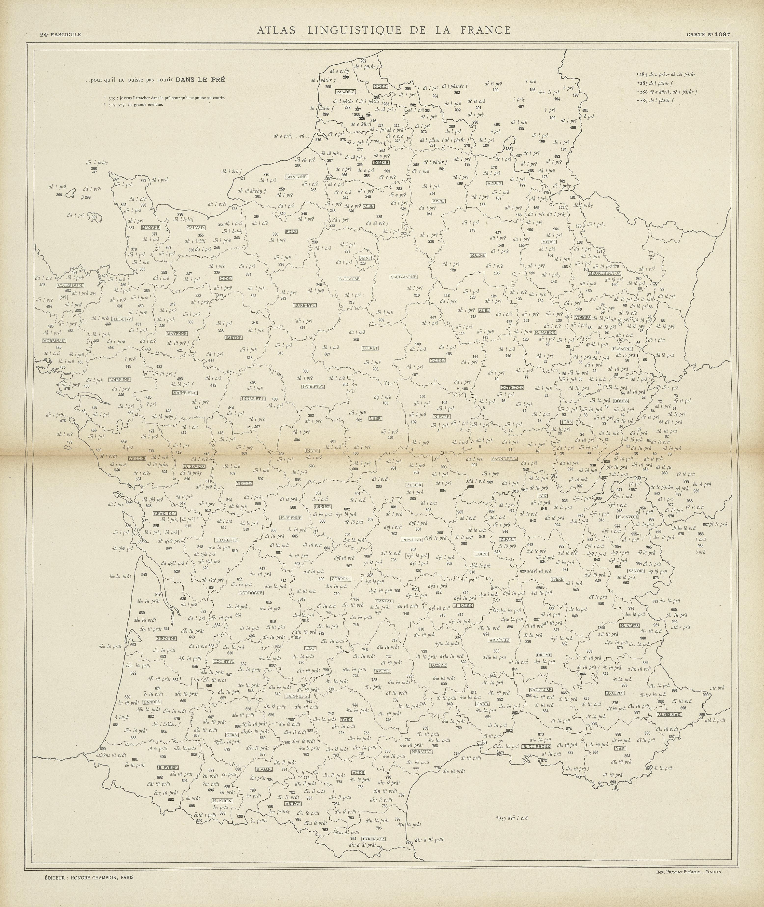 carte alf 1087 du segment dans le pré.