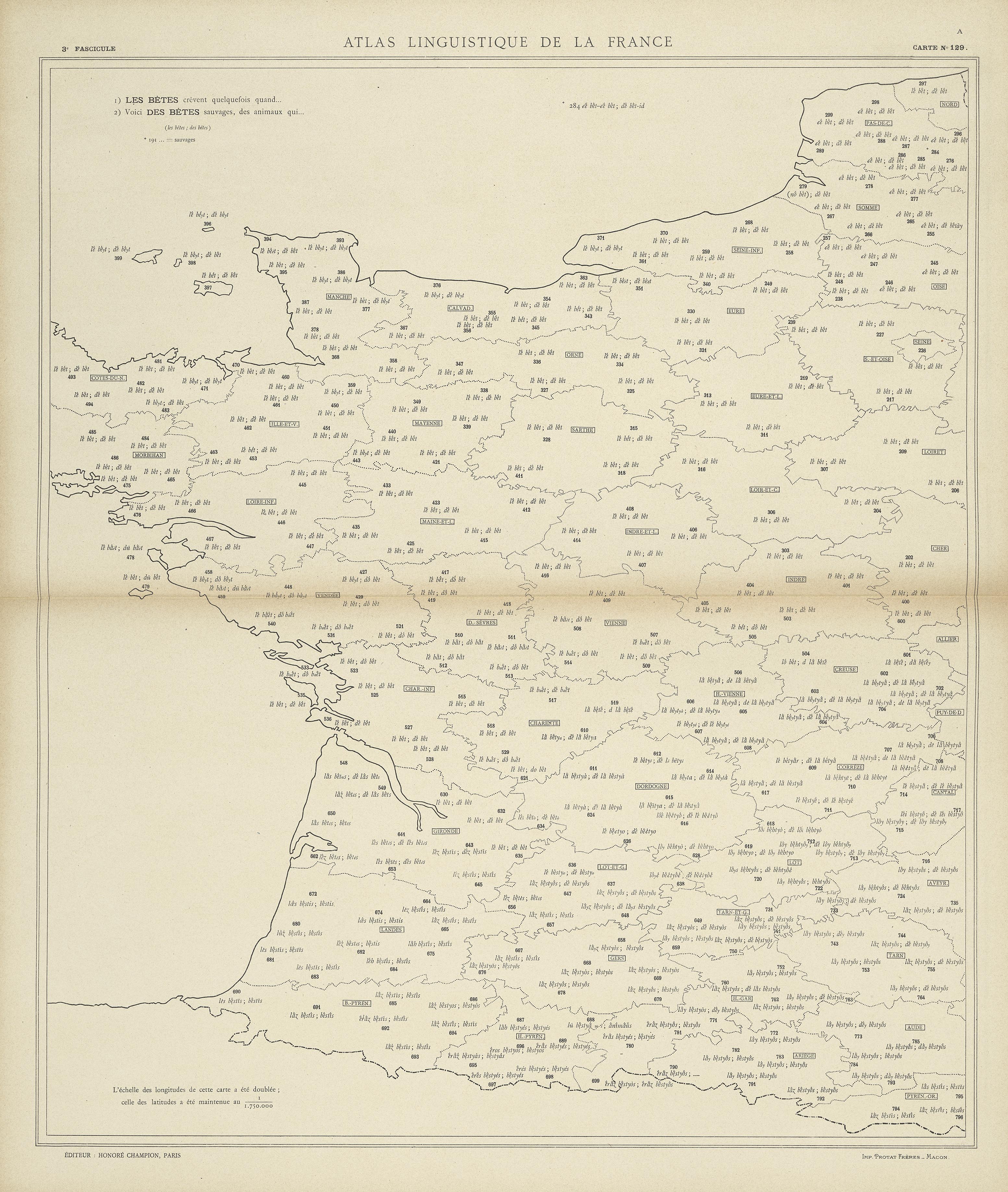 carte alf 129 du segment des bêtes