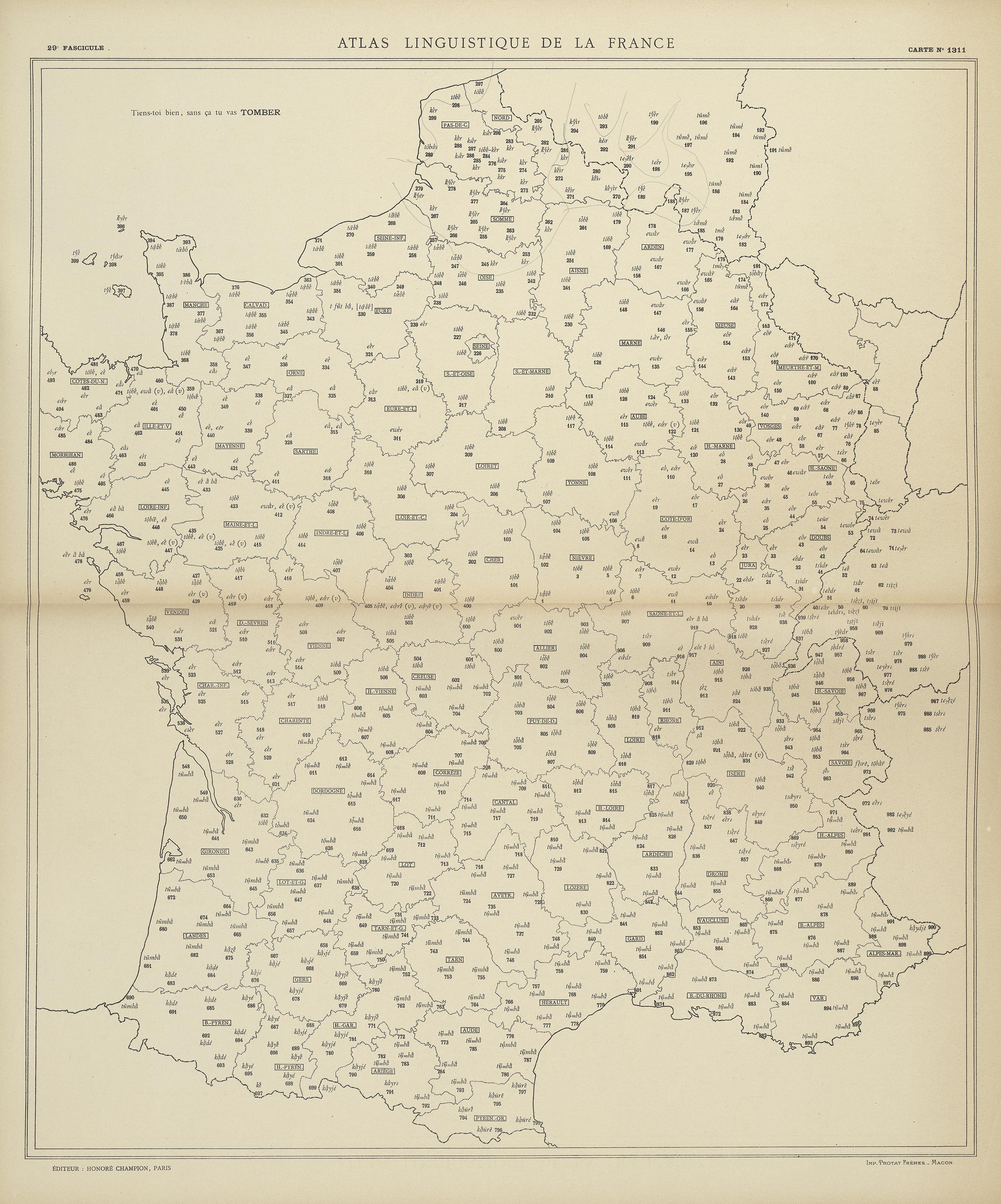 carte alf 1311 du segment tomber.
