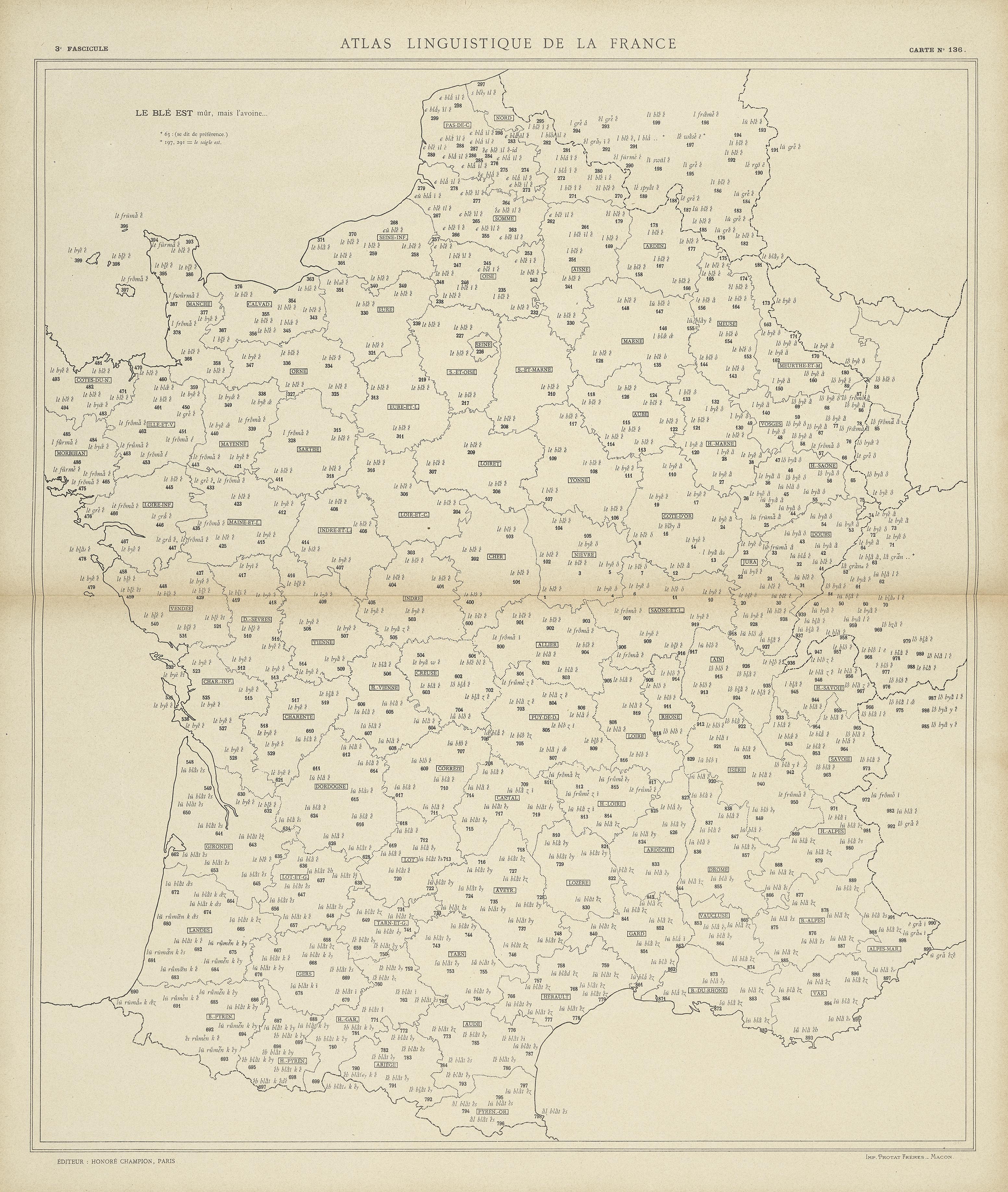carte alf 136 du segment Le blé est