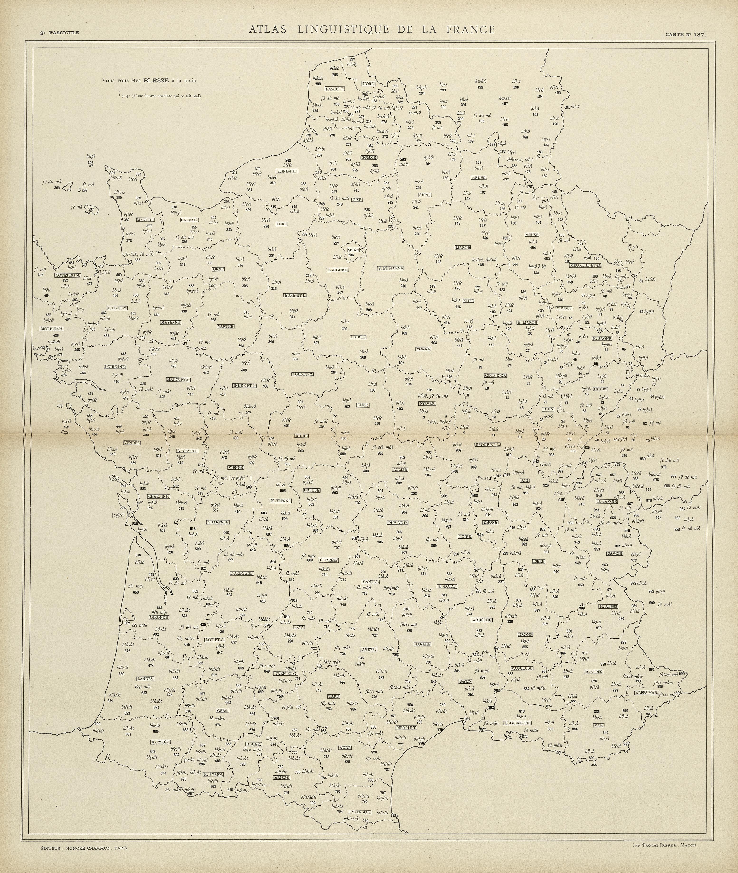 carte alf 137 du segment blessé
