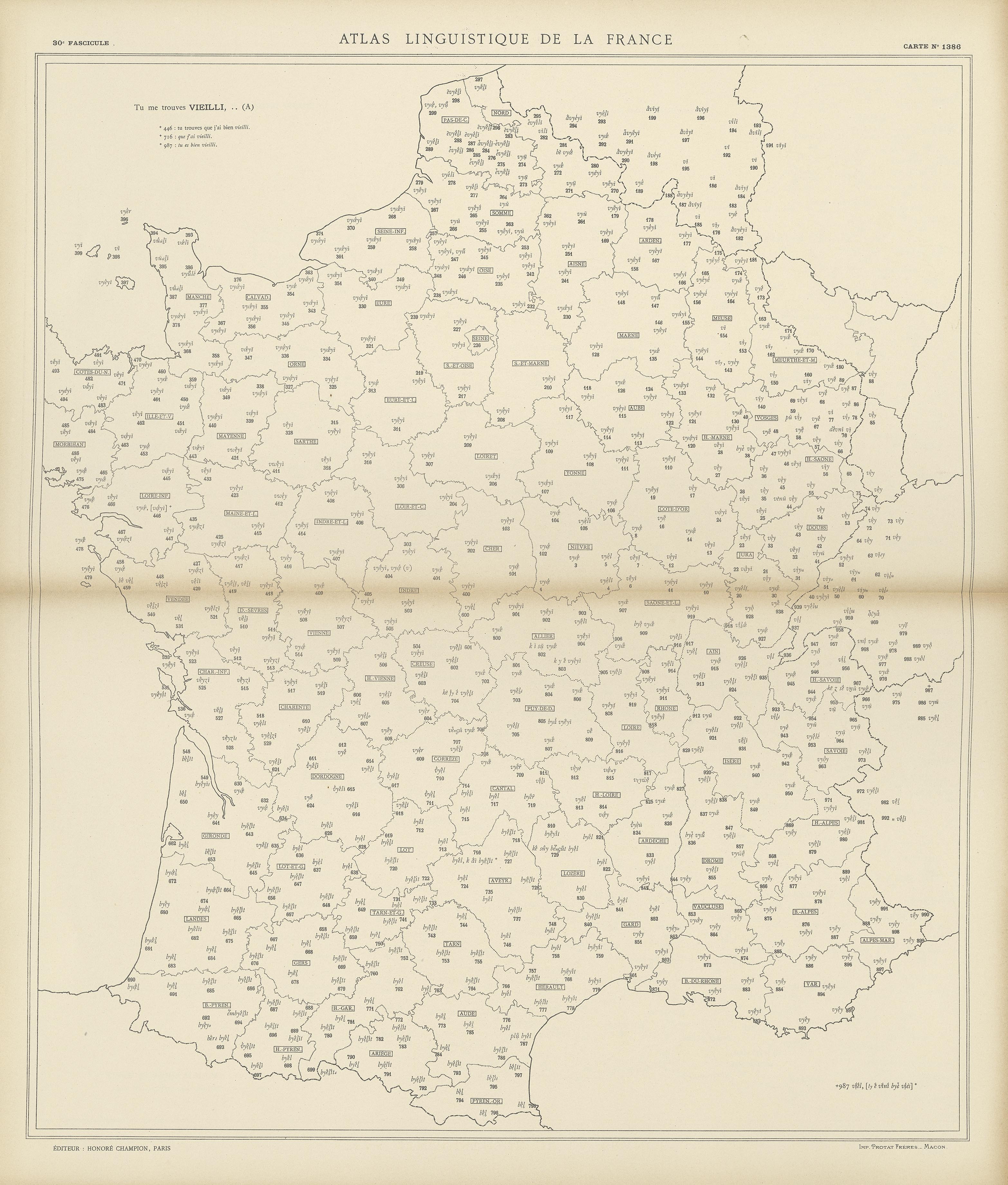 carte alf 1386 du segment vieilli,