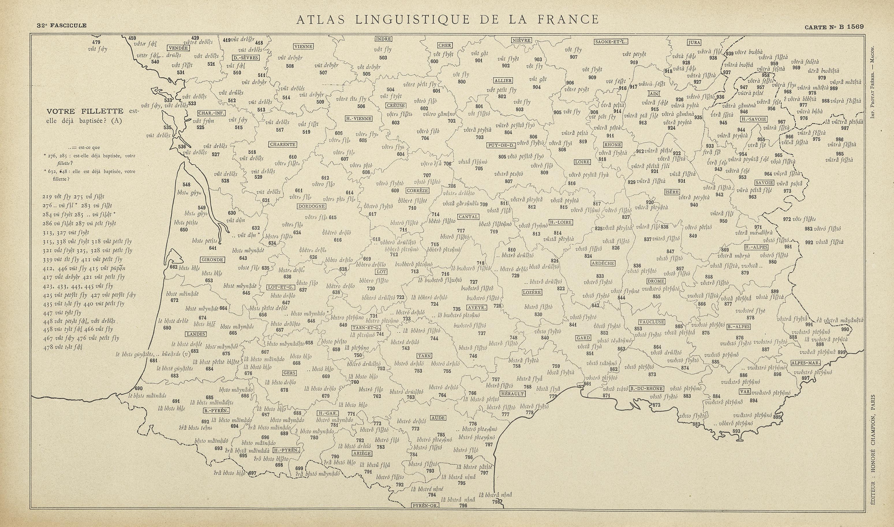 carte alf 1569 du segment Votre fillette