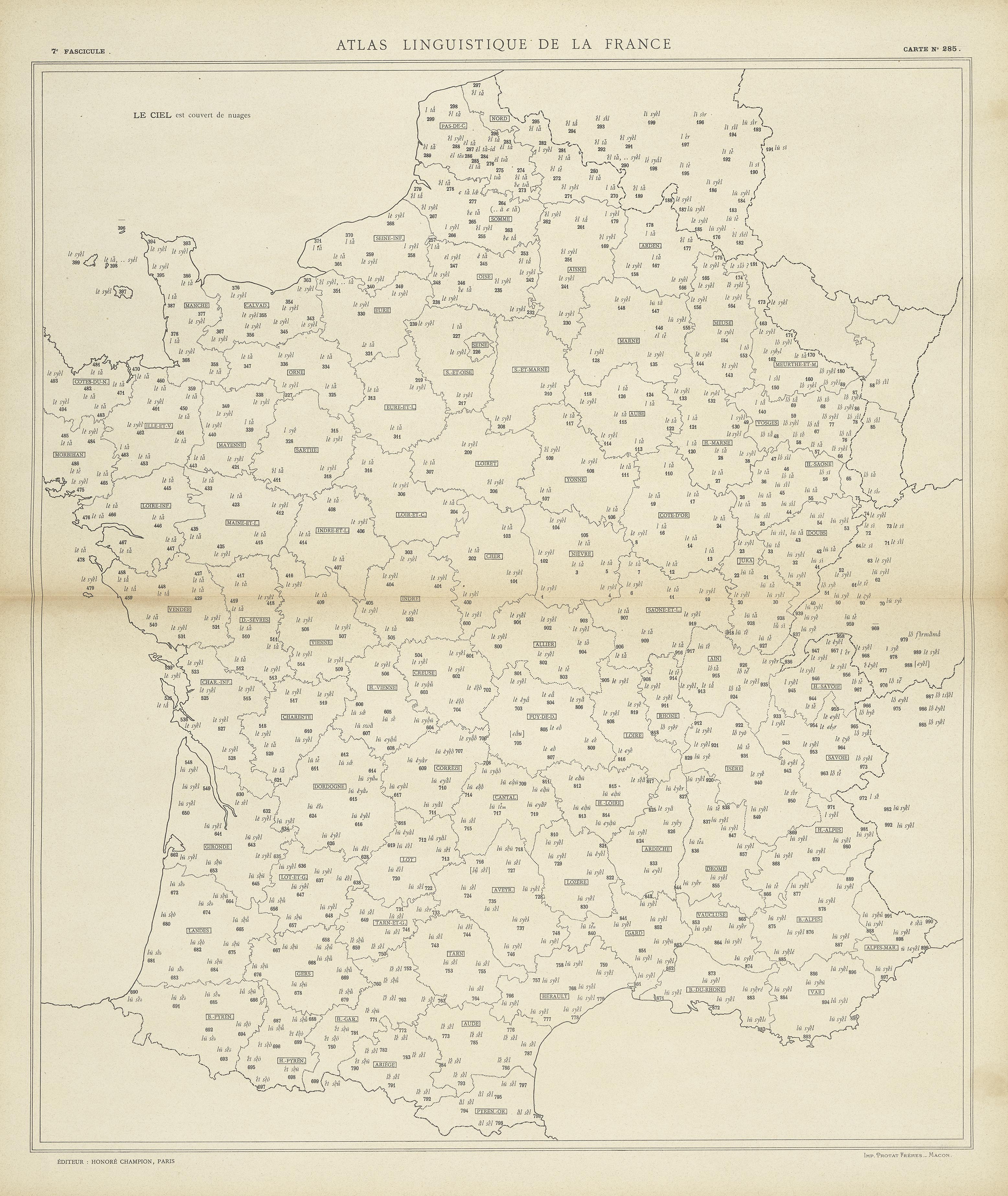 carte alf 285 du segment Le ciel