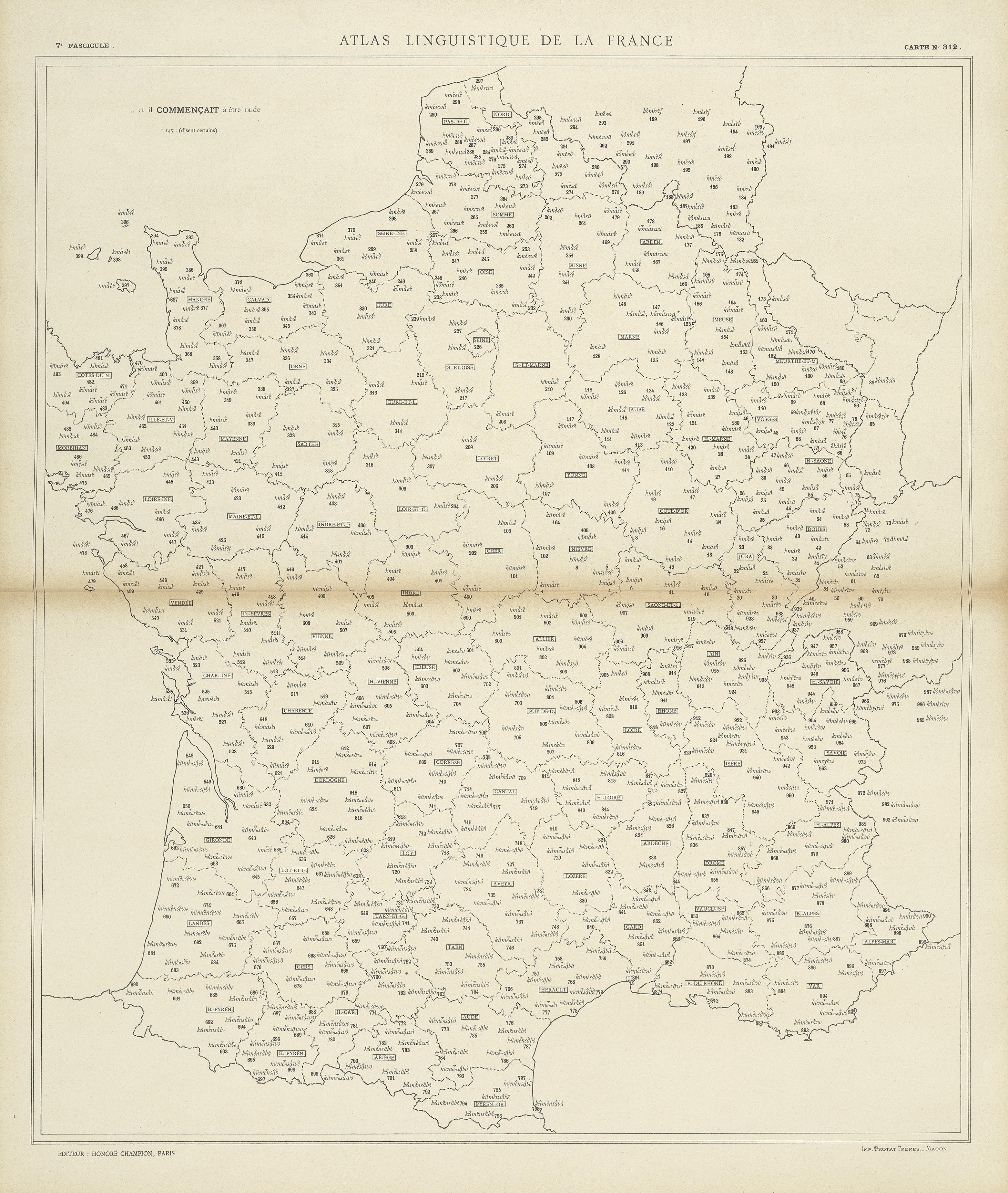 carte alf 312 du segment et il commençait