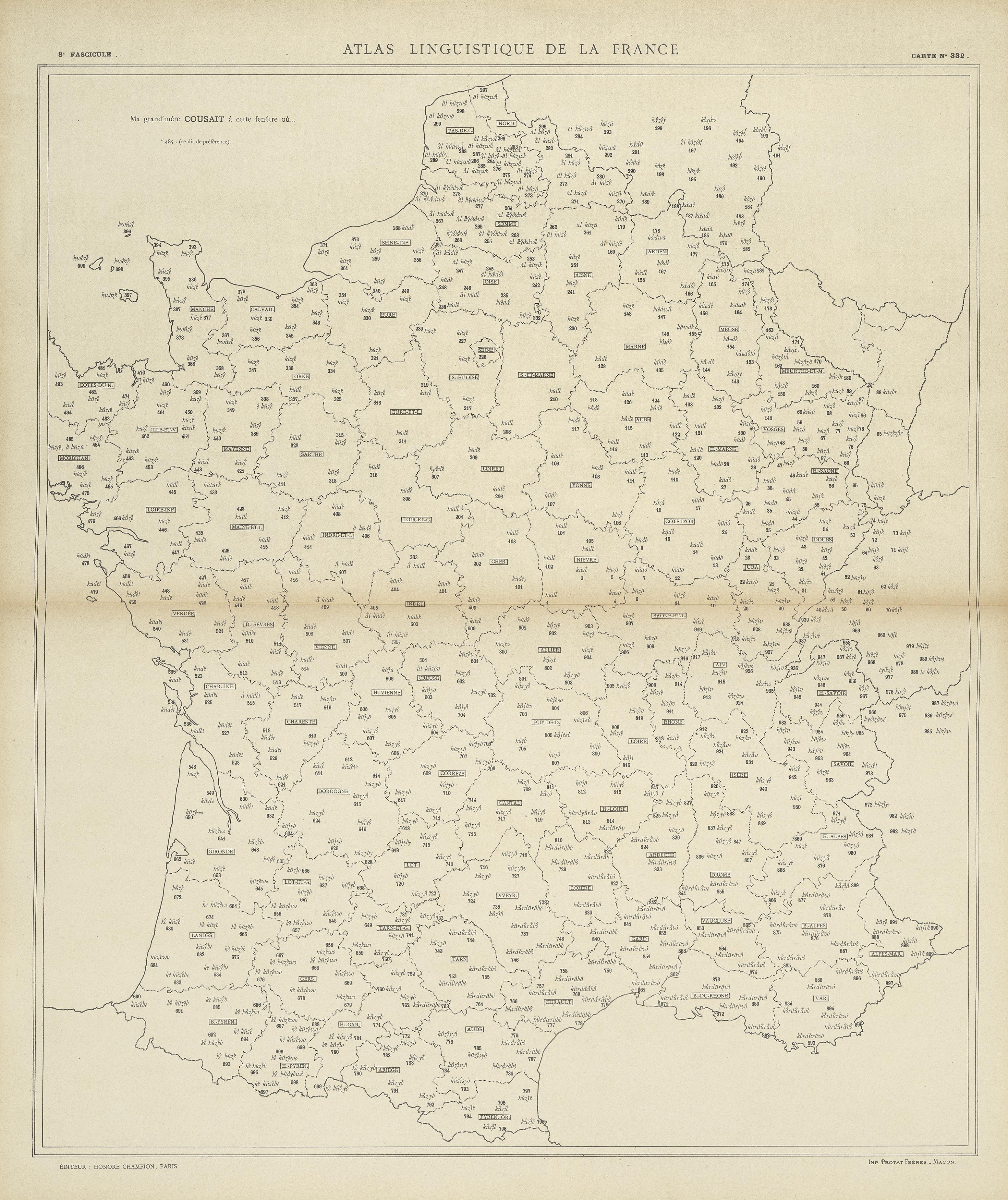 carte alf 332 du segment cousait