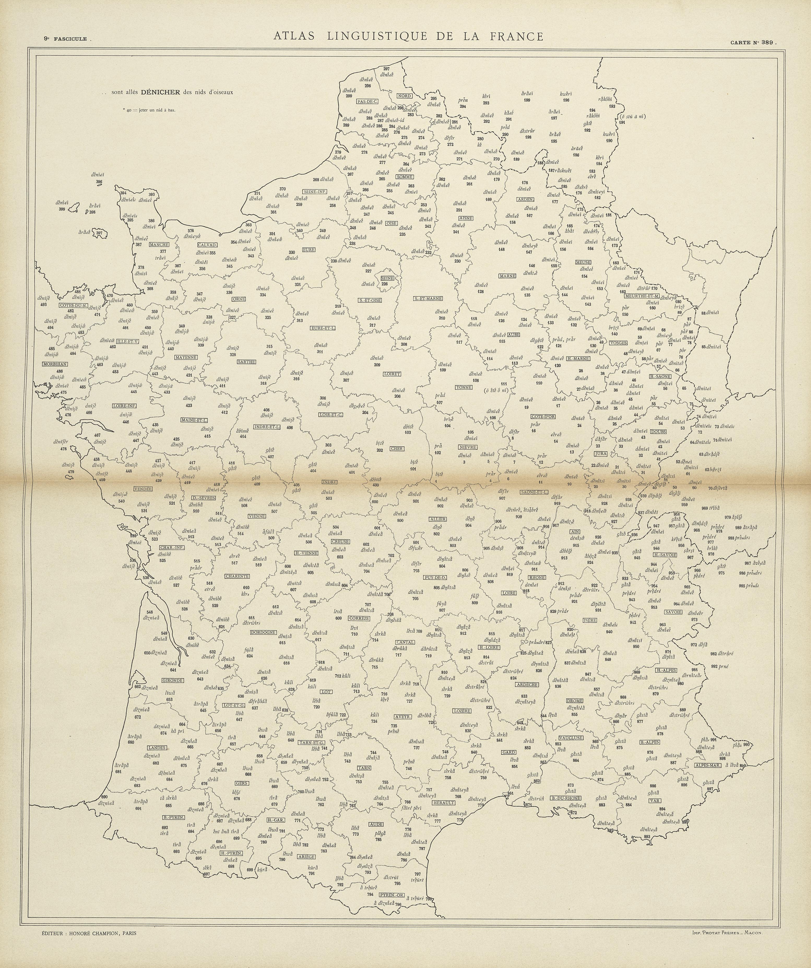 carte alf 389 du segment dénicher