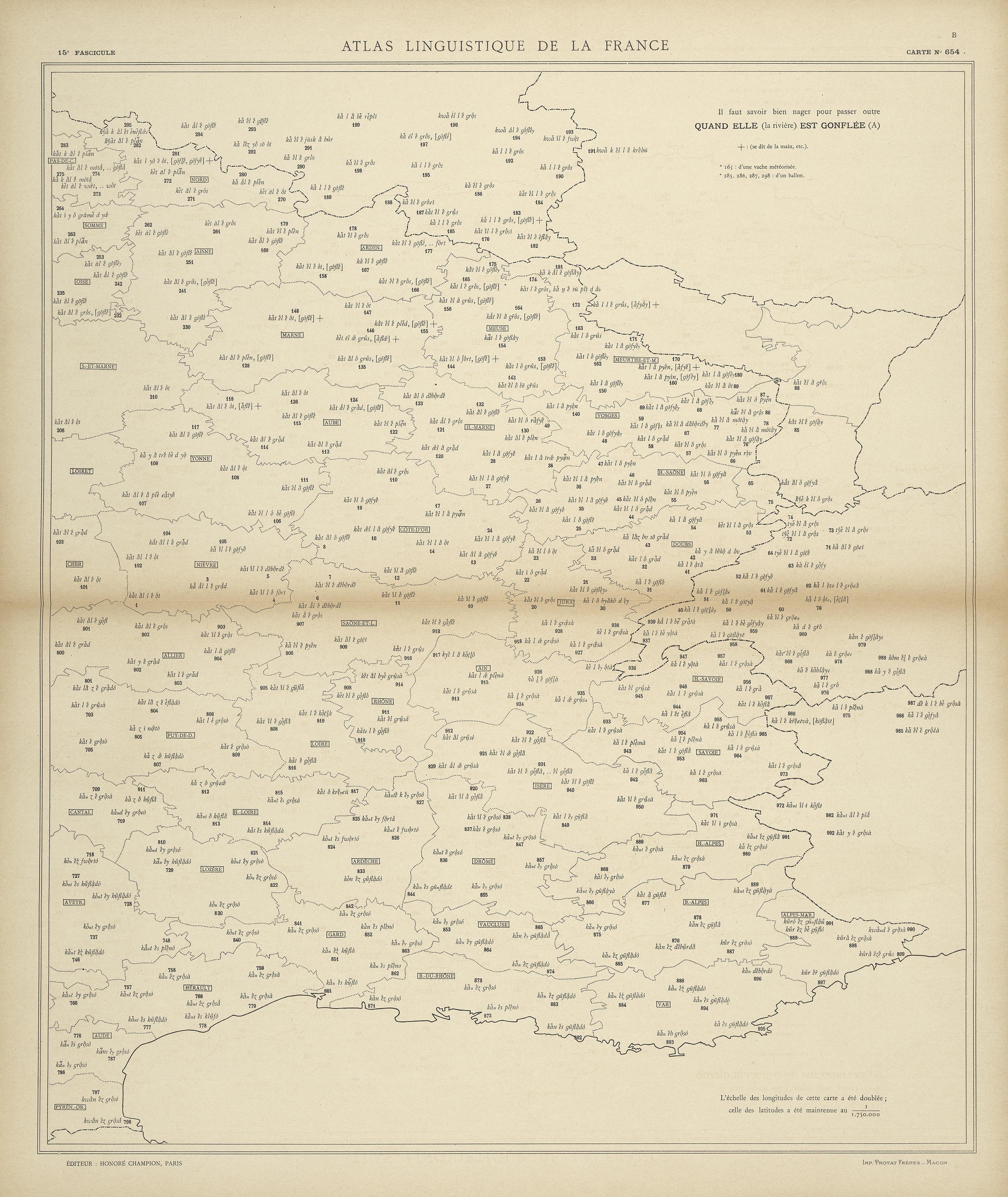 carte alf 654B du segment quand elle est gonflée.