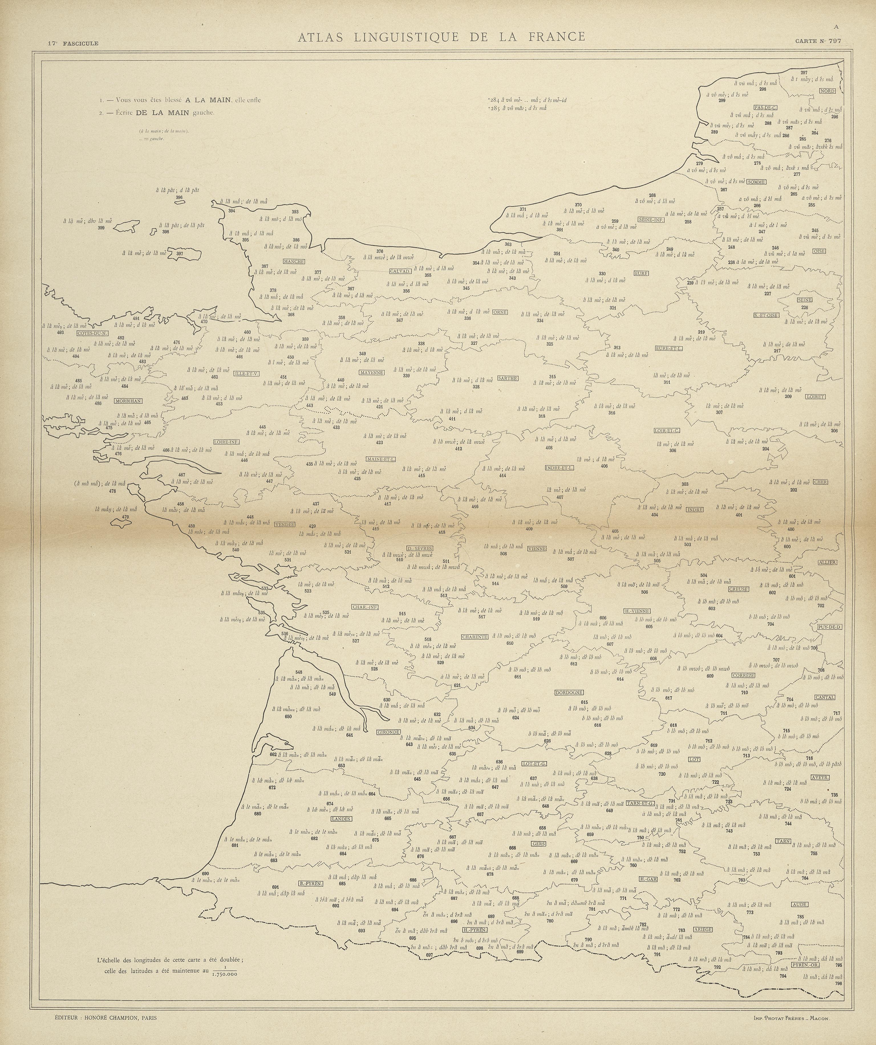 carte alf 797 du segment à la main,