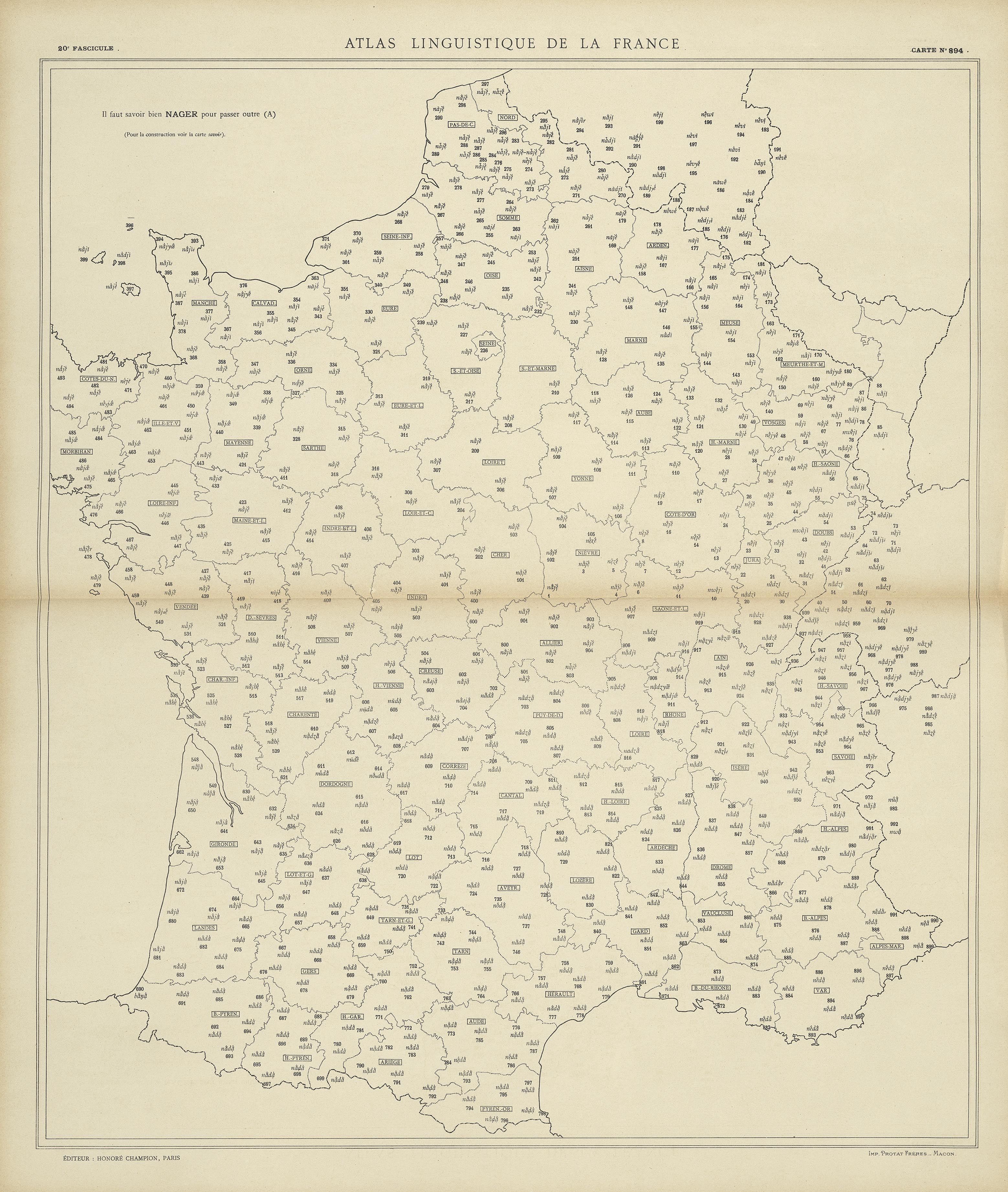 carte alf 894 du segment nager