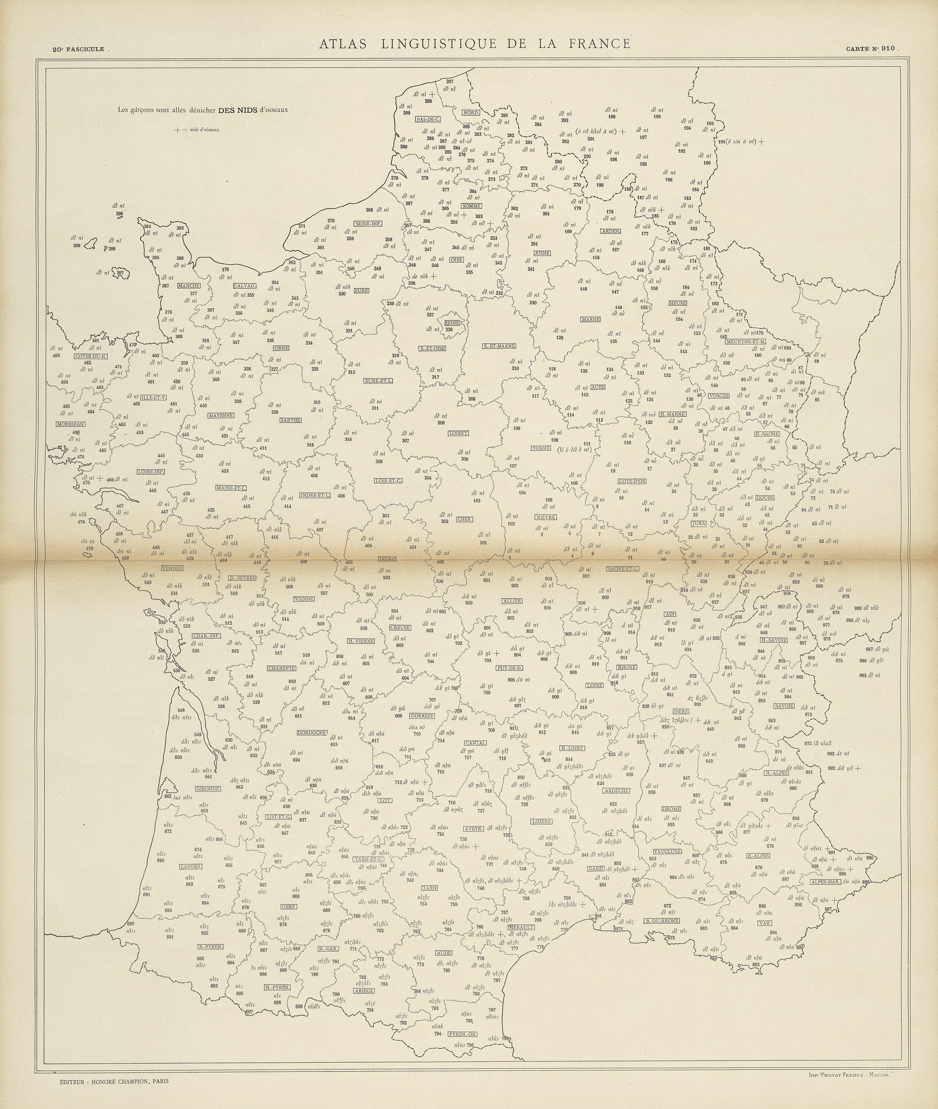 carte alf 910 du segment des nids