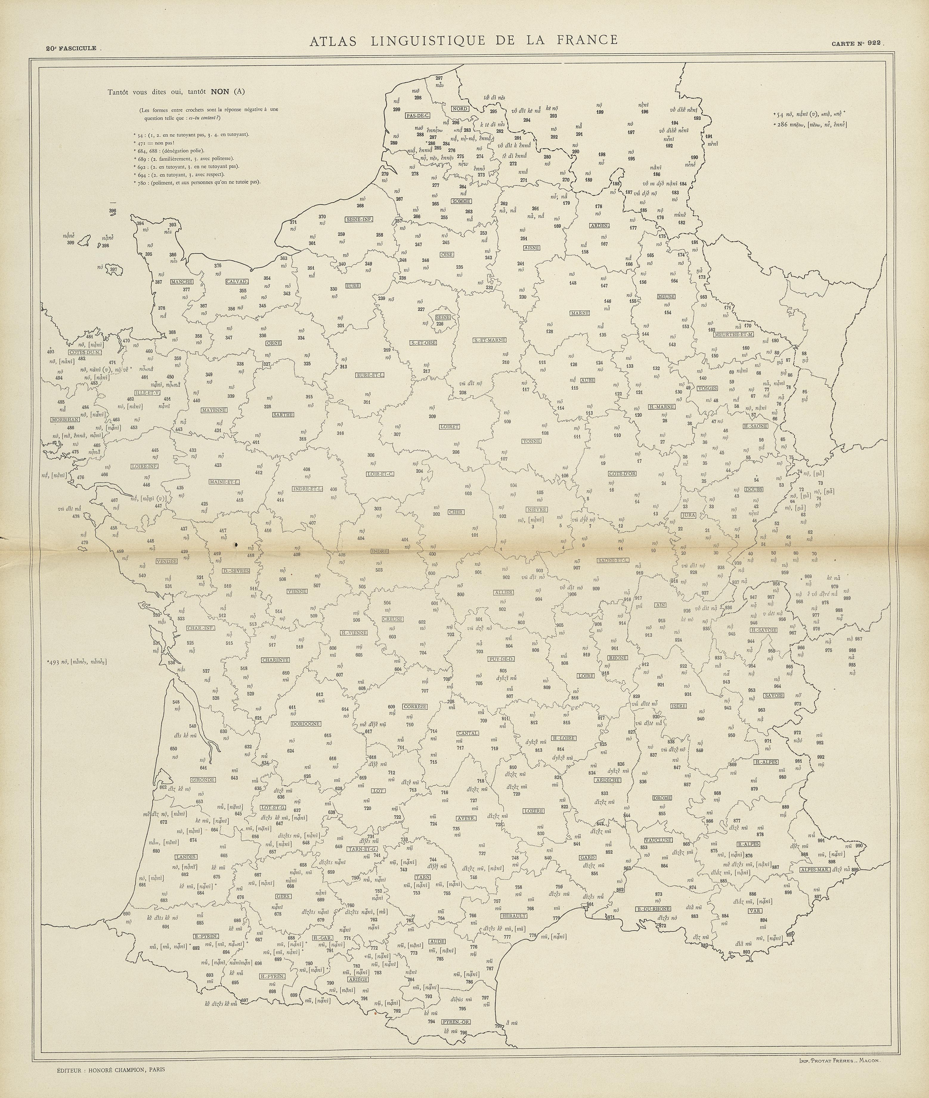 carte alf 922 du segment non.