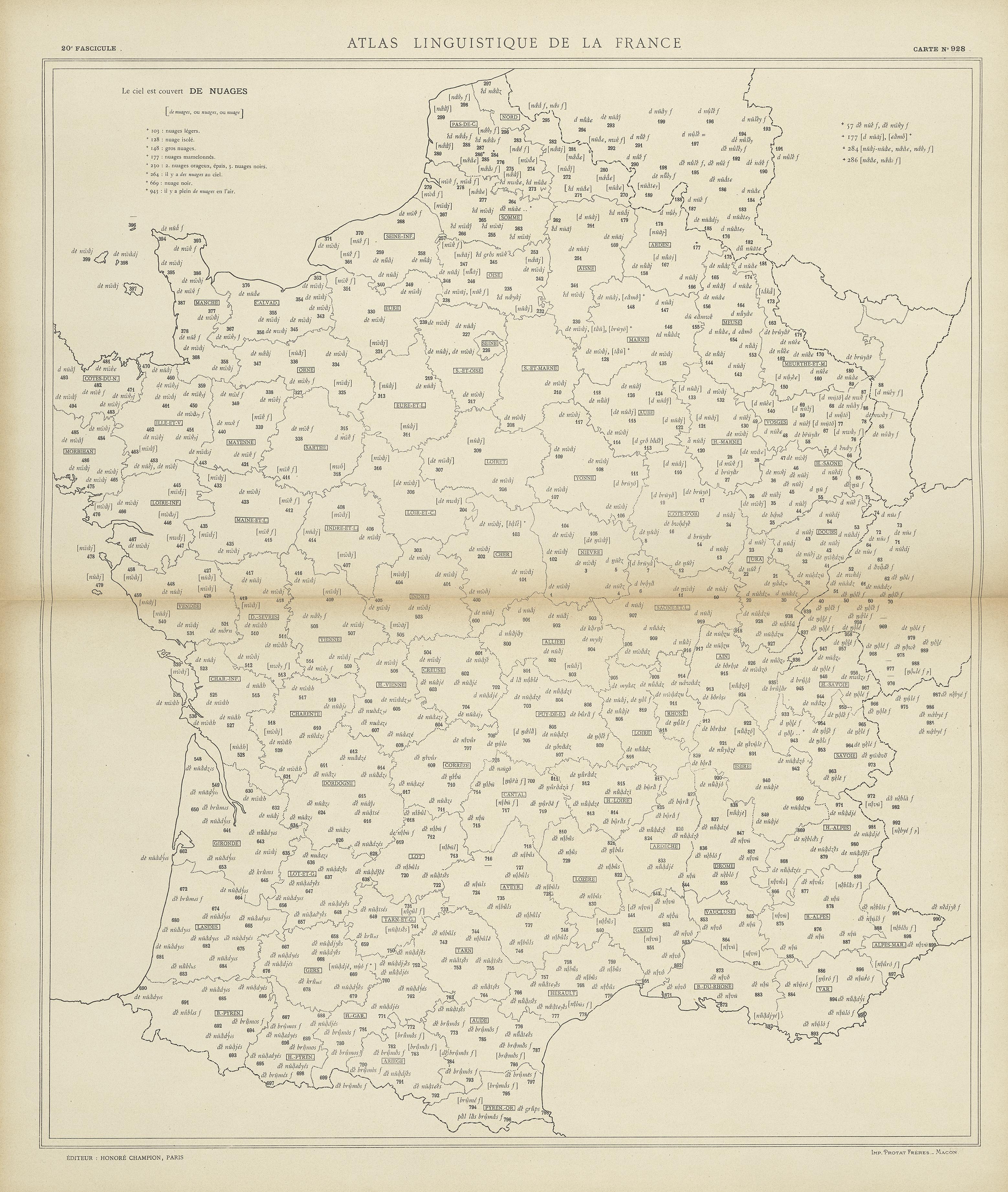 carte alf 928 du segment de nuages.