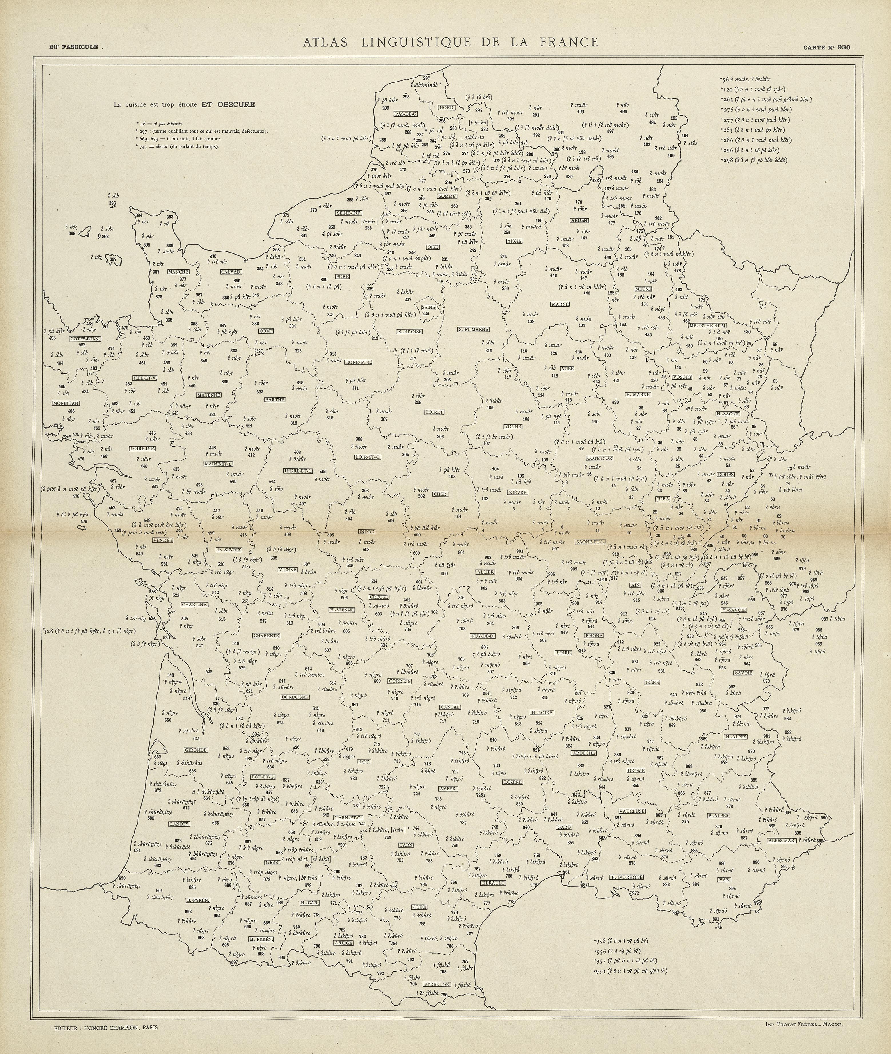 carte alf 930 du segment et obscure.