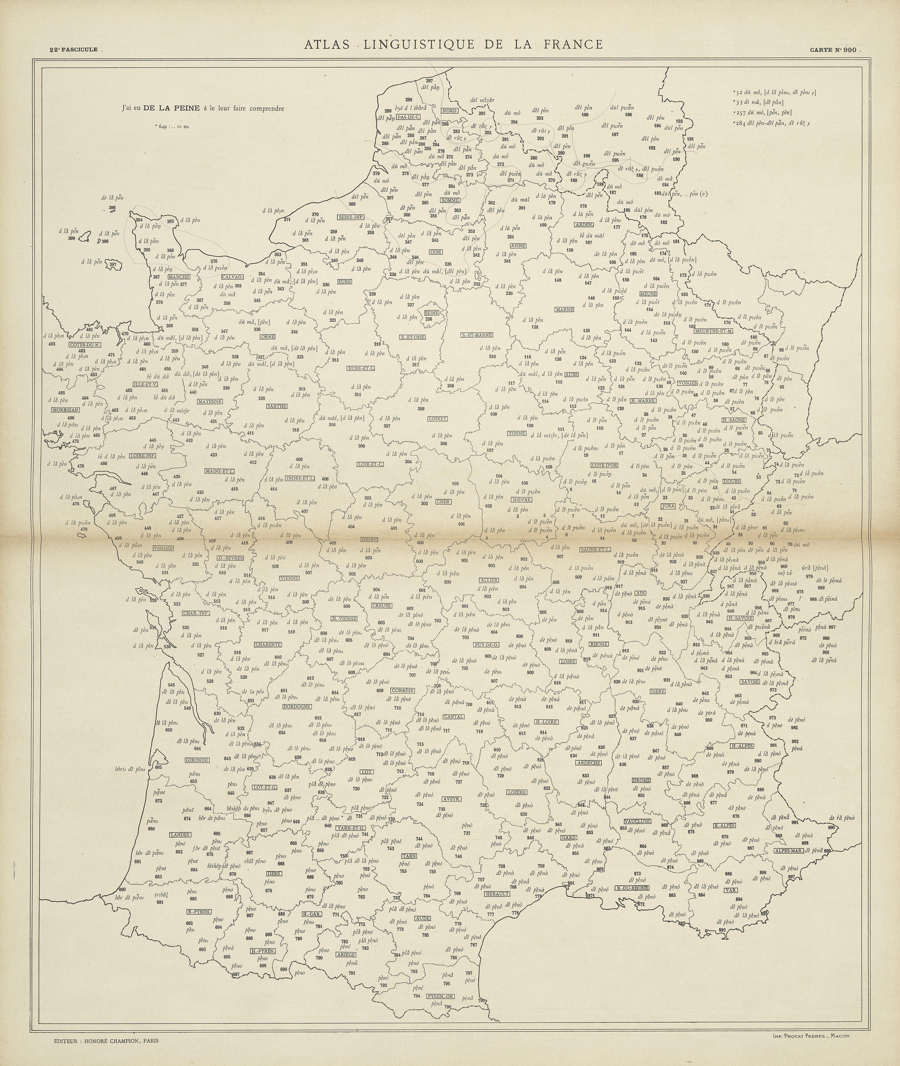 carte alf 990 du segment de la peine
